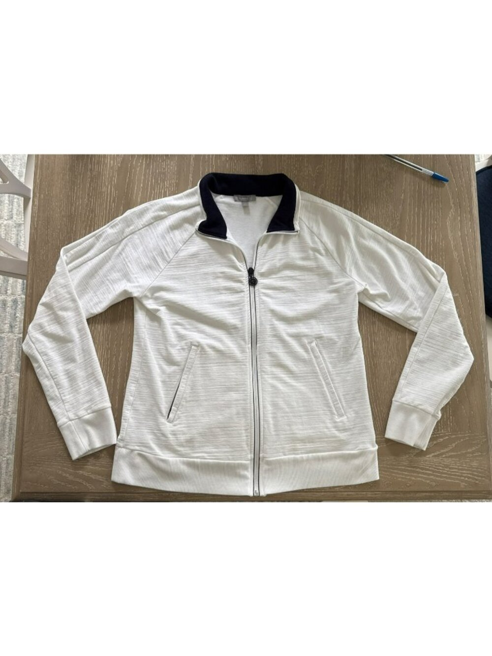 Talbots White Full-Zip Jacket Size Small UPF 50+ Cotton Modal Blend Long Sleeve